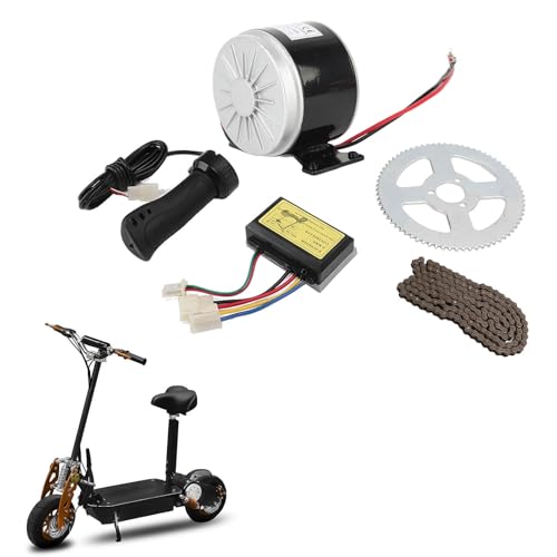 Fdit Kit de Motor Eléctrico, Motor de Aluminio de Aluminio de 250W 12 V Motor Eléctrico con Rueda de Cadena de Controlador para Scooter de Bicicleta Electrónica GO KART