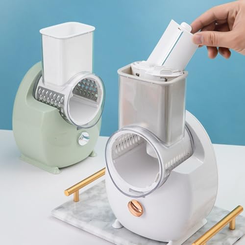 Yuanpgky Rotary Slicer for Vegetables and Cheese, 3-in-1 Electric Automatic Chopper with, ABS/PP Material, Button Operation, Compact Design with Blade(white) - Image 9