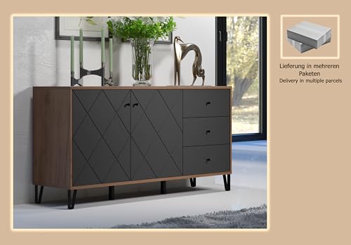 Graphit-Metallfüße und goldene Griffe für skandinavisches Design in modernen Häusern (102 Zeichen).