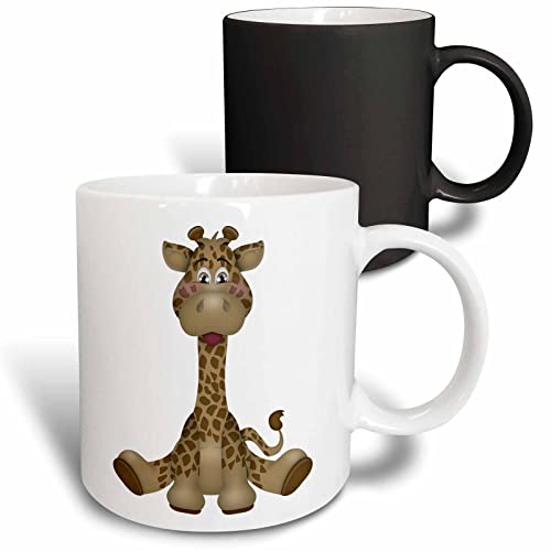 3dRose Cute Brown Baby Sitting Giraffe 11oz Magic Transforming Mug