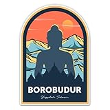 Borobudur Temple Java Indonesia - 3' Vinyl Sticker - for Car Laptop Water Bottle Phone - Waterproof Decal