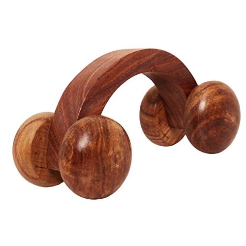 Masajeador manual de masaje de cuerpo de madera con 4 ruedas