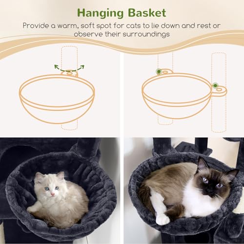Image of Globlazer Sturdy Cat Tree for Indoor Cats 20 lbs, S68, Dark Grey