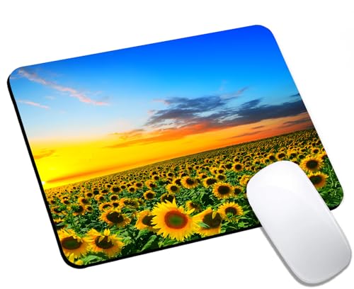 Mouse Pad, Beautiful Sunset Sunflower Mouse Pads for Desk, 9.5' x 7.9' Non-Slip Rubber Base Computer Mousepad with Women, Portable Square Design for Wireless Mouse and Pad Laptop Office & Travel