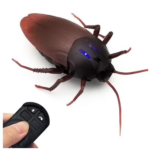 Tipmant RC Cockroach Remote Control Car Vehicle Animal Toys Electronic Realistic Fake Big Insect Bug Glowing Eyes Kids Gift