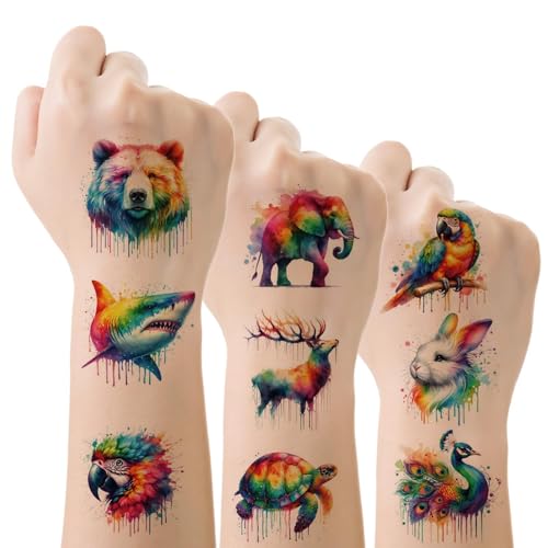 Arvoni 80 peças tatuagens crianças, animais tatuagens infantis, impermeáveis, meias para crianças tatuagens, tatuagens temporárias para festas, presentes e jogos