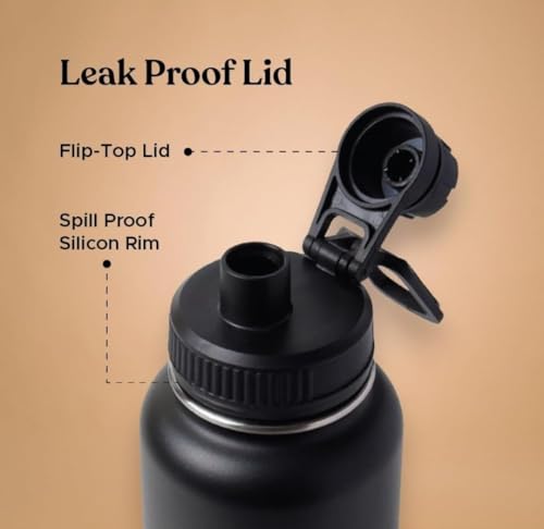 Image of Compatibale Stainless Steel 24 Hrs Hot and Cold Vacuum Insulated Flask, 1000 Black, Set of 1, Electro | Double Wall Flask | BPA Free | Office | School Travel - ISI Certified