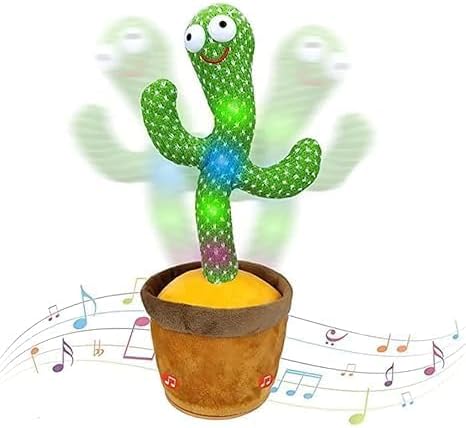 Decent F Dancing Cactus Talking Toy Kids Children Pluch Electronic Toys Baby Singing Wriggle Voice Recording Repeats What You Say LED Light Toddler Educational Funny Gifts., Multi20