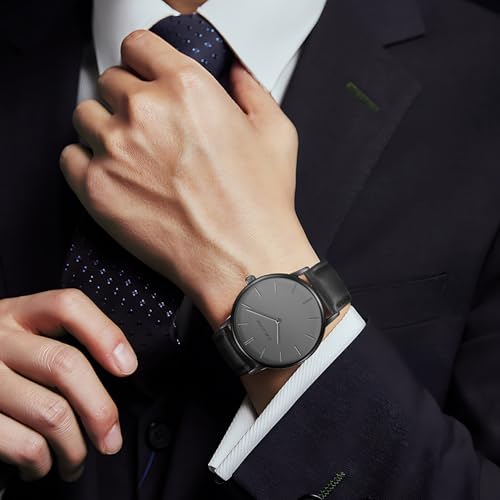 Image of HOLSTOUR Watches for Men Minimalist Fashion Business Wrist Watch Analog with Leather Strap