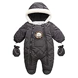 XIFAMNIY Baby Winter Outfit Coat Romper Outwear Hooded Footie Toddler Infant Lion Snowsuit (Grey,...