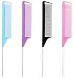 4 Stück Stielkamm Friseur, Toupierkamm mit Edelstahlstiften, Antistatisch...