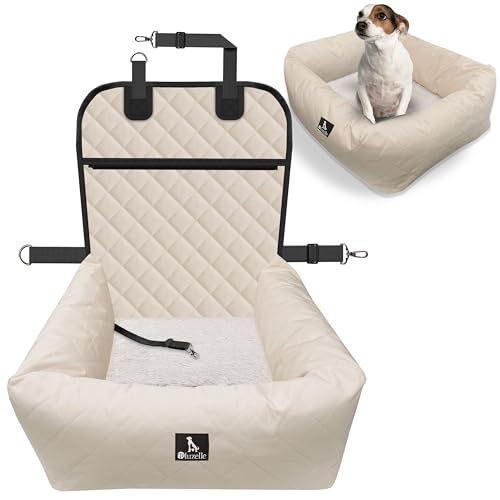 BLUZELLE Seggiolino Auto Cane & Cuccia 2-in-1 per Anteriore & Posteriore – TRAVELBUDDY Impermeabile, Antiscivolo & Lavabile – Incl. Cintura & Tessuto Oxford – Marchio Tedesco, colore: beige