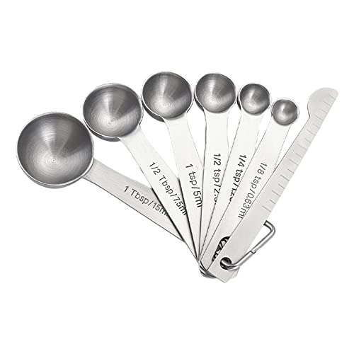 mewmewcat Conjunto de colheres de medida 6 peças com régua de medição para ingredientes secos e líqu