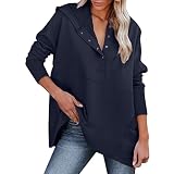 Pullover Damen Wintermotiv Damen Plus Size Casual Langarm Solid Button Hooded Loose Sweatshirt Pocket Tops Pullover Angebot