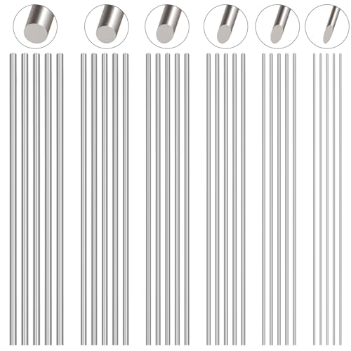 30 piezas de 6 tamaños de 1 mm, 1,5 mm, 2 mm, 2,5 mm, 3 mm, 4 mm x longitud 100 mm, varilla redonda de acero inoxidable 304, varilla de metal, varillas de eje sólido de metal para la industria,