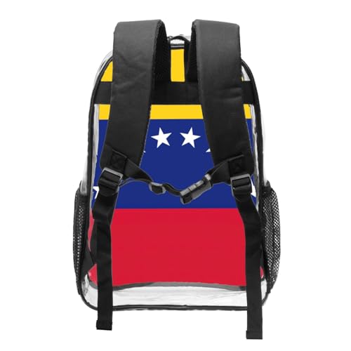 Flag of Venezuela Print Work Travel Stadium Events Transparent Backpack PVC Clear Bag Large Side Pockets2