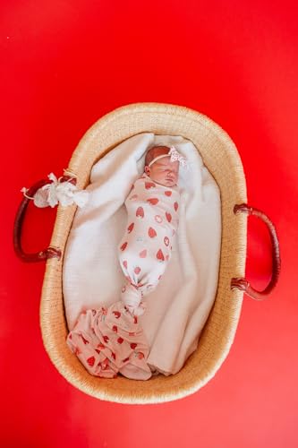 Image of Copper Pearl Swaddle Blankets for Newborns | Soft Stretchy Receiving Blankets for Boys and Girls | Large 46 x 46 Inch Baby Blankets | Lightweight and Breathable Swaddles | Strawberry