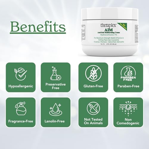 Image of Theraplex AIM - Anti Itch Cream (2 oz) - 1% hydrocortisone for Itchy Skin Relief, moisturizing Cream for Eczema, Seborrheic Dermatitis. Safe for Kids. Relieves Itchy Skin with Maximum Strength.