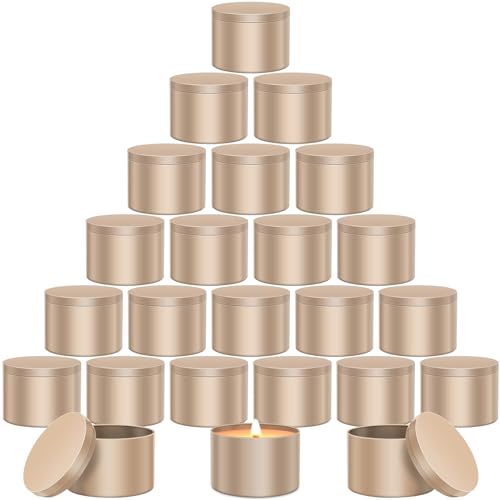 AOSWELE 24 Pcs Golden Candle Tins, Premium Matte Candle Vessels