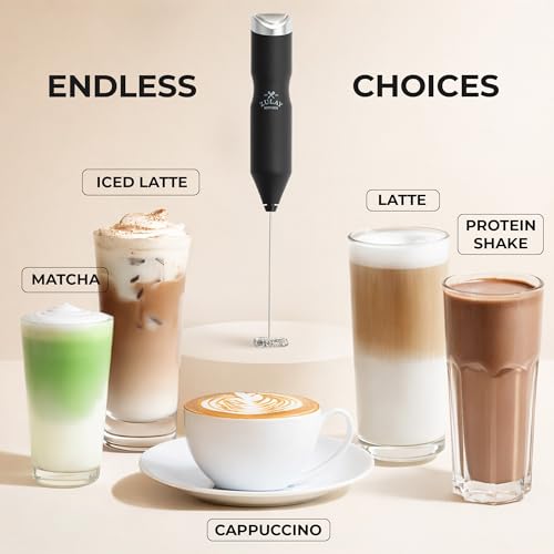 Image of Zulay Kitchen Powerful Frother Wand AA Batteries Included, Ultra Fast Handheld Drink Mixer, Comfort Milk Frother, Stainless Steel Whisker, Frother Handheld for Coffee, Protein & Matcha - Frothmate 2.0