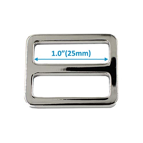 Dgol 10Pcs 1 Inch Zinc Alloy Slider Tri-Glide Buttons Webbing Strap Tri Glide Adjustable Buckle Fasteners (Silver) #TOP2