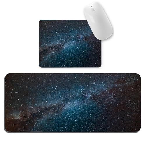 Image of Space Combo XL Extended Gaming Mouse Pad | XXL Large Desk Mat 60x30cm for Laptop & PC | Non-Slip Rubber Base, Waterproof, Durable & Smooth Surface | Office, Gaming & Study, asthetic