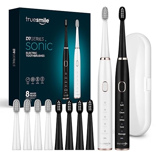 Electric Toothbrush with 8 Brush Heads,40000 VPM Timer 5 Mode USB Rechargeable Sonic Electric Toothbrush,Fast Charge 4 Hours Last 30 Days Waterproof Gum Pressure Sensor (2 pack
