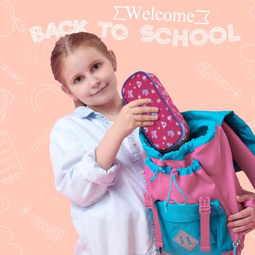 Image of Cute Kids Pencil Case - Girls Pen Pouch Large School Organizer | Pen Bag & Smooth Zipper, Multi-Slot Storage, Mesh Pocket, 900D Water Resistent, Giftable School Supplies, Rose Pink Butterfly