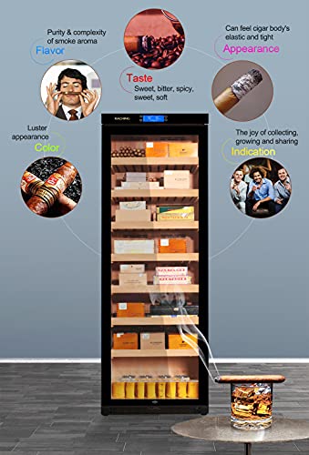 Cigar Humidor Cabinet, Raching 380L Climate Control Cabinet for Storing&Aging, Wood Frame with Constant Temperature and Humidity System, 7 Premium Cedar Trays - Piano Paint