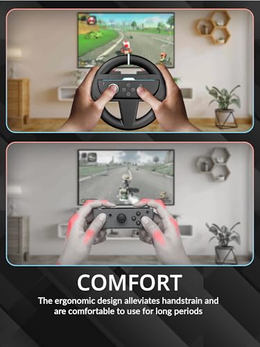 Orzly Volant de Direction – Compatible avec Nintendo Switch 2 (Console 2025) – Pack de 2 Roues de Course pour Manettes Joy-Con (2 Noir)