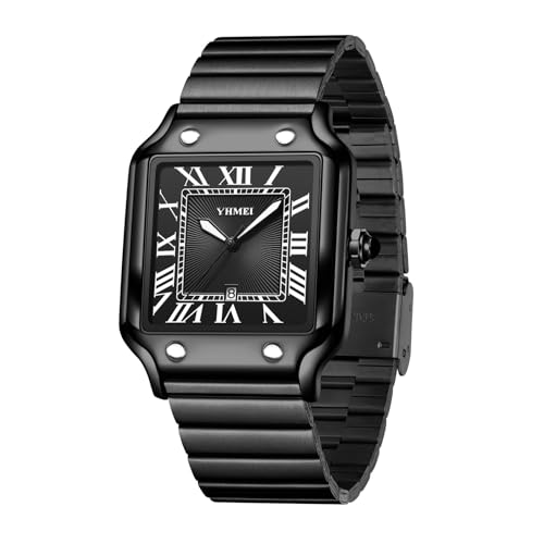 Montre unisexe CARLIEN carrée, lisibilité parfaite avec chiffres romains et date