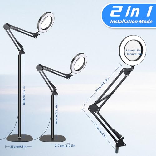 Nzqxjxz NZV46240316LDFDJ01 10X 20X Large Floor Magnifying Glass With Light And Stand, 72 Led Floor Magnifying Lamp thumb #3