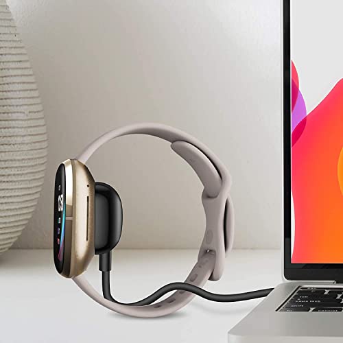 Image of Zitel Charger Dock Cable Compatible with Fitbit Versa 4 / Sense 2 (NOT for Versa 1 / Versa 2 / Versa 3) - Black