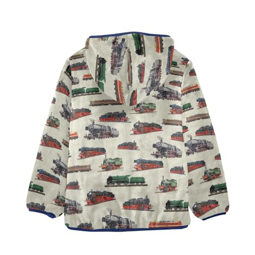 Image of Boys Fleece Jacket Hooded Autumn Winter Long Sleeve Thick Warm Outerwear;3-10 Years Kids Cute Fuzzy Jacket