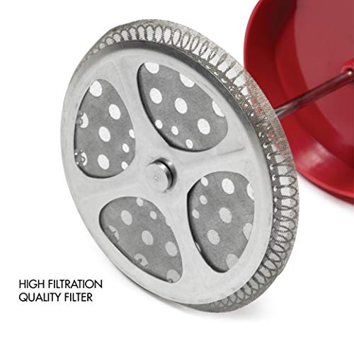 Primula Tempo Coffee Press – For Rich, Non-Bitter Coffee – French Press Design – Easy to Use – Makes 6 Cups – Red - Image 3