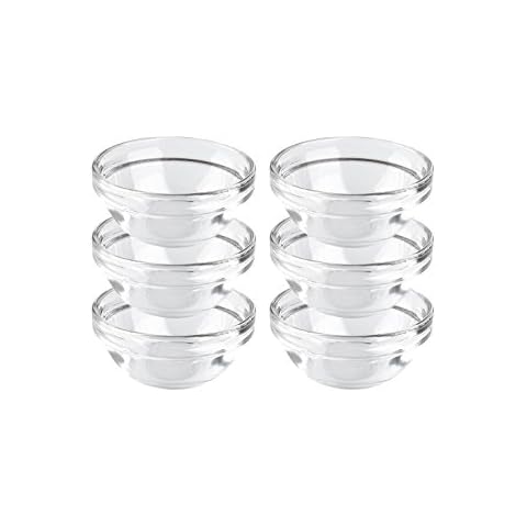 MÄSER Luminarc, Empilable Series, 7.5 Centimeters Small Glass Bowl, 6 Piece Set Flat Round Bowls, Dessert Crockery Cover