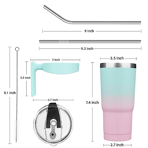 Image of BJPKPK 20 oz Tumbler with Handle & Straw, Insulated Stainless Steel Mug