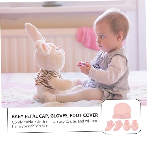 BESPORTBLE 1set Newborn Scratch Mittens and Hat Kit for Soft Material Lightweight Hand Covers and Cap for Showers and Newborn Celebrations4