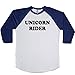 Unicorn Rider Unisex Baseball Long Sleeve Tee White-Navy Medium