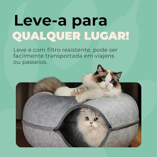Cama Túnel Grande e Redonda para Gatos - Brinquedo Divertido de Tubo em Feltro (Cinza escuro)