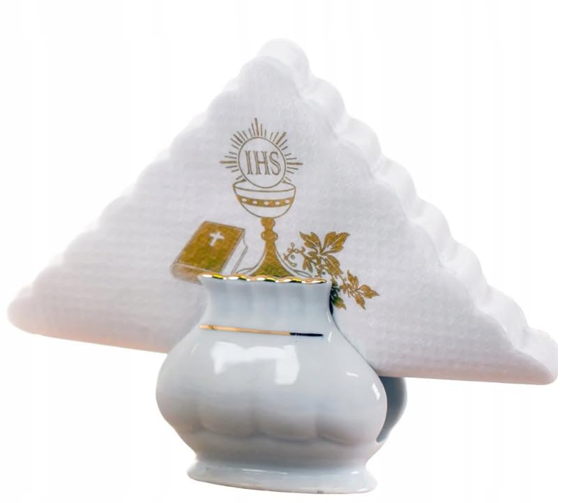 Lot de 100 serviettes de table de communion imprimées en or IHS | Serviettes de table décoratives en papier pour la première communion Sainte Calice Bible...