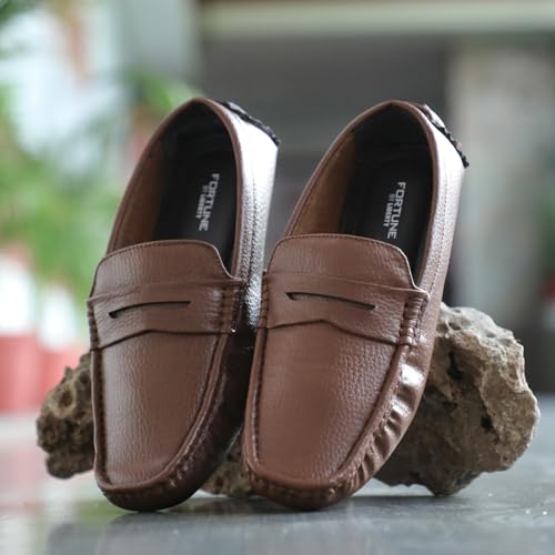 Image of Liberty Fortune CLASSIK-2E Loafer Shoes for Men - Brown, Black, Non-Lacing Casual Formal Slip-On Loafers Stylish Shoes Ideal for Office, Party, Wedding, Kurta - Comfortable Lightweight
