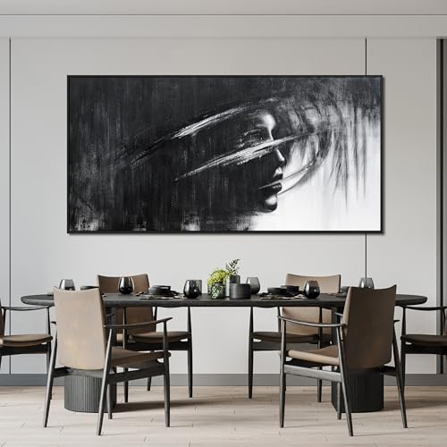 Abstract Wall Art Decor Large Wall Art Pictures for Living Room Black and White Abstract Wall Art Decor Large Framed Artwork for Walls Modern Canvas Wall Art Prints Bedroom Office Wall Decor 29" X 59" by AIXMGSJS - Used condition - Image 6