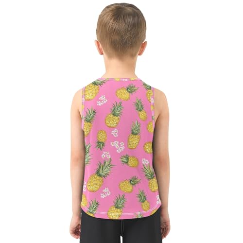 JUNZAN Funny Pineapples Fruit Pink Boys Tank Tops Sleeveless Kids Vest Work Out Clothes for Biking Surfing Vacation Swim 3T3