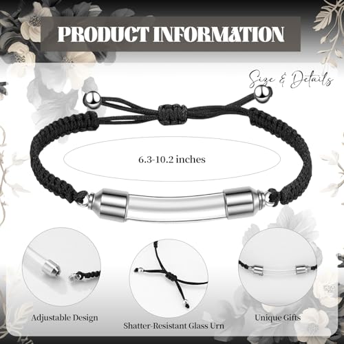 Tondiamo 6 Pcs Cremation Jewelry Glass Urn Bracelet for Ashes Adjustable Personalized Memorial Keepsakes Handmade Braided Ashes Bracelet Bangle Rope for Women Men Loved Ones and Pets2