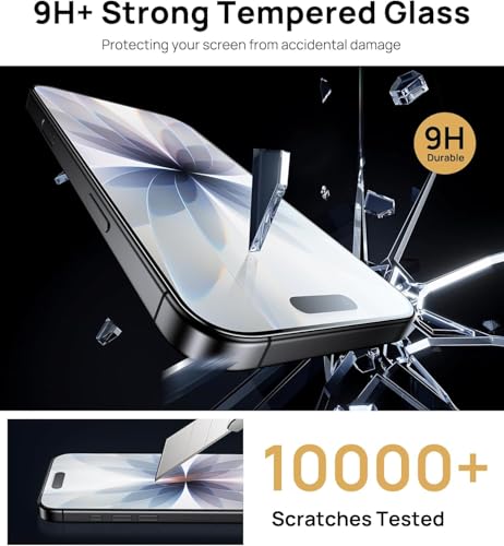 Image of Mr.Shield Screen Protector for iPhone 17 and 16 Pro, 9H Hardness Tempered Glass Screen Guard, Military Grade Shatterproof, Easy Installation Tray, HD Clarity, Case-Friendly [2 Pack]
