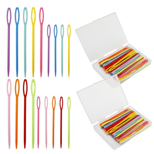 Image of 100 Pcs 2.7 inch & 3.5 inch Large Eye Plastic Sewing Needles, Yarn Needles, Tapestry Needle Weaving Darning Needles Safety Plastic Lacing Needles Crochet Accessories for DIY Beginner Sewing Handmade Crafts