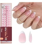 Beetles French Tips Press On Nails: 224 Pcs Pink French Tip Nails Short Almond Fake Nails, Soft G...