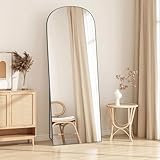 【DESIGN MODERNE EN ARC】Ce grand miroir sur pied, au sommet cintré, est encadré par un bord en aluminium ultra-fin qui entoure l'intégralité de la surface vitrée, créant une esthétique unique, luxueuse et élégante qui apporte une touche d'opulence à votre intérieur.