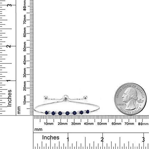 Gem Stone King 925 Sterling Silver Blue Sapphire and White Topaz Tennis Bracelet For Women (1.34 Cttw, Gemstone Birthstone, Fully Adjustable Up to 9 Inch)3